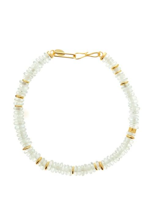 Matchesfashion.com Lizzie Fortunato - Laguana Recycled-bead & 18kt Gold-plated Necklace - Womens - Light Blue