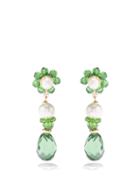 Shrimps - Alder Bead And Faux-pearl Drop Earrings - Womens - Green White