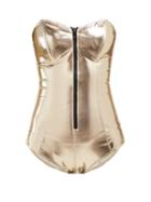Matchesfashion.com Lisa Marie Fernandez - Leigh Zip Front Metallic Pvc Swimsuit - Womens - White Gold