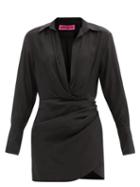 Matchesfashion.com Gauge81 - Naha Draped Silk Mini Dress - Womens - Black