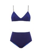 Matchesfashion.com Osree - Lumiere High-rise Metallic Bikini - Womens - Blue