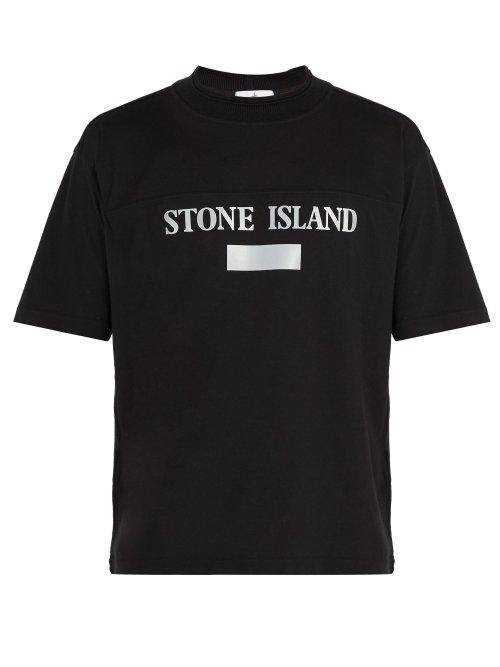 Matchesfashion.com Stone Island - Reflective Panel Cotton Jersey T Shirt - Mens - Black