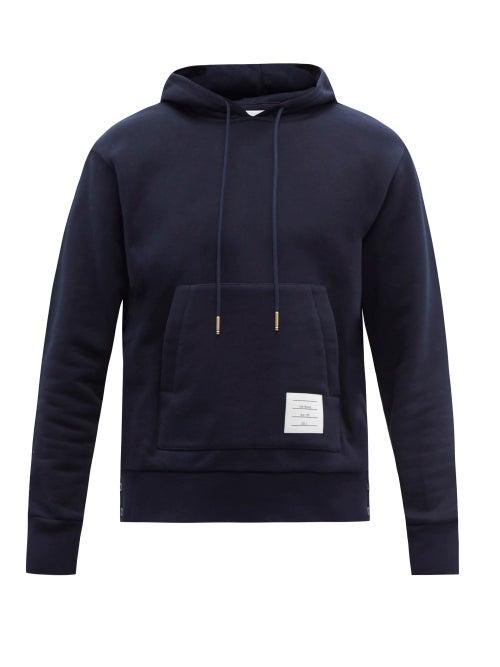 Mens Rtw Thom Browne - Tricolour-striped Cotton-jersey Hooded Sweatshirt - Mens - Navy
