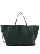 Valentino Rockstud Reversible Grained-leather Tote