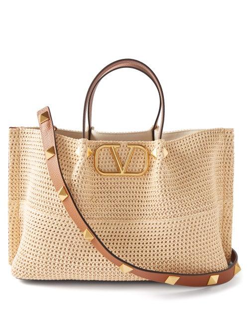 Valentino Garavani - Summer V-logo Woven Tote Bag - Womens - Cream