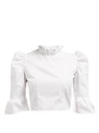 Matchesfashion.com Batsheva - Ruffled Cropped Cotton Blouse - Womens - White