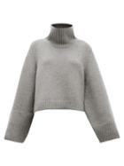 Matchesfashion.com Khaite - Marion High-neck Split-cuff Cashmere Sweater - Womens - Grey