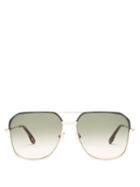 Matchesfashion.com Victoria Beckham - Aviator Enamel Top-bar Metal Sunglasses - Womens - Gold