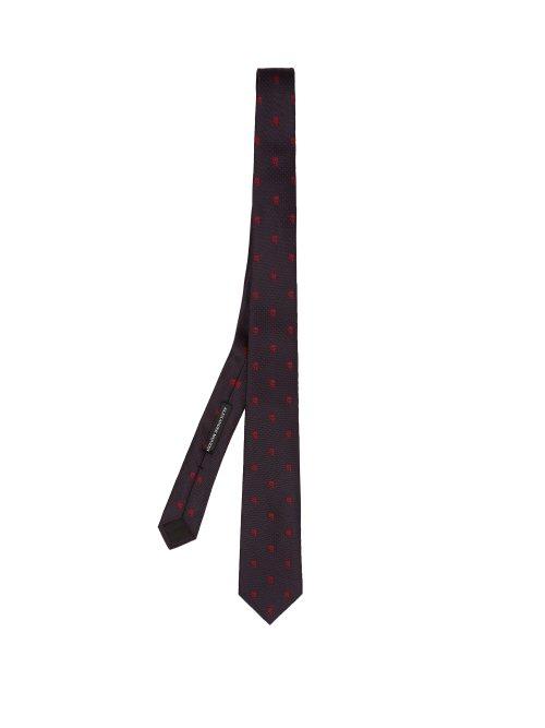 Matchesfashion.com Alexander Mcqueen - Skull Print Silk Tie - Mens - Navy Multi