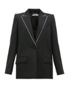 Matchesfashion.com Givenchy - Crystal Trim Single Breasted Wool Jacket - Womens - Black