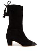 Matchesfashion.com Rupert Sanderson - Tiptoe Square Toe Slouchy Suede Boots - Womens - Black