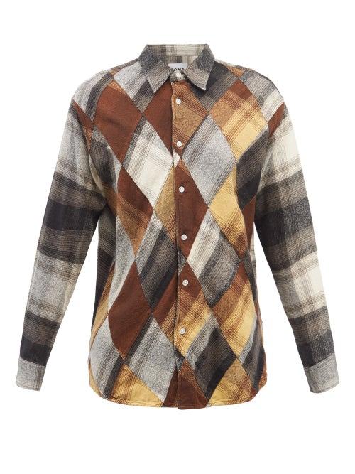 Noma T.d. - Patchwork Plaid Cotton-flannel Shirt - Mens - Multi