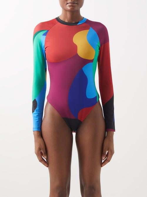 Mara Hoffman - Reese Abstract-print Recycled-fibre Paddle Suit - Womens - Black Multi