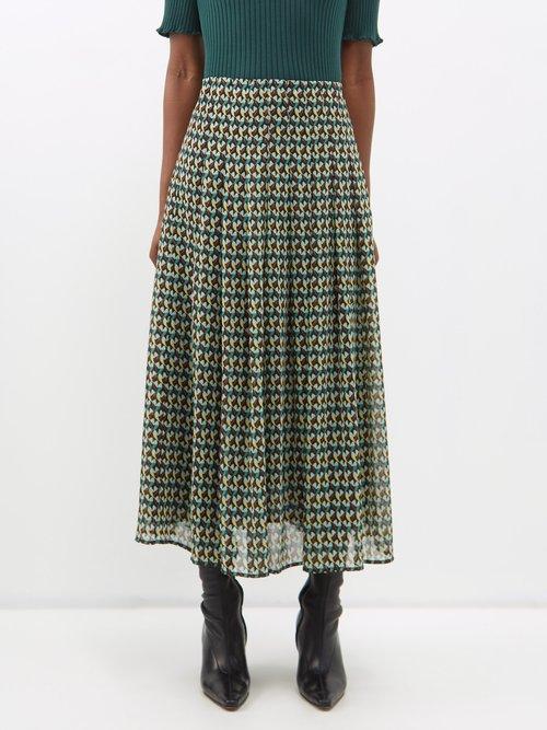 Cefinn - Zinnia Pleated Recycled-fibre Maxi Skirt - Womens - Multi