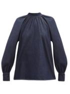 Matchesfashion.com Msgm - Tie Back Denim Blouse - Womens - Indigo
