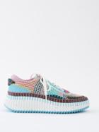 Chlo - Nama Patchwork Suede Trainers - Womens - Blue Multi