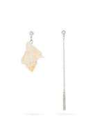 Matchesfashion.com Marine Serre - Mismatched Shell And Chain Earrings - Womens - Beige