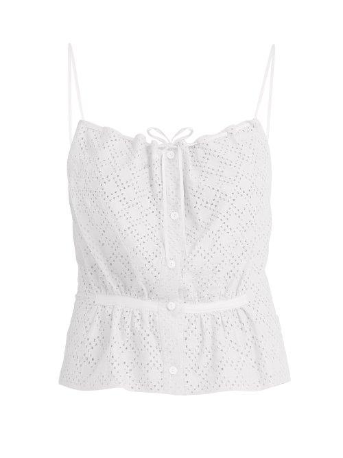 Matchesfashion.com Raey - Button Through Broderie Anglaise Cami Top - Womens - White