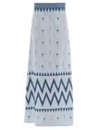 Matchesfashion.com Le Sirenuse, Positano - Camille Floral-embroidered Cotton Maxi Skirt - Womens - Light Blue