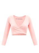 Live The Process - Zen Wrap-front Cropped Top - Womens - Pink