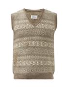 Maison Margiela - Distressed Fair Isle Wool-blend Sweater Vest - Mens - Grey