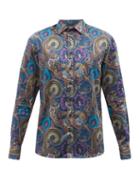 Etro - Paisley-print Cotton-poplin Shirt - Mens - Blue Multi