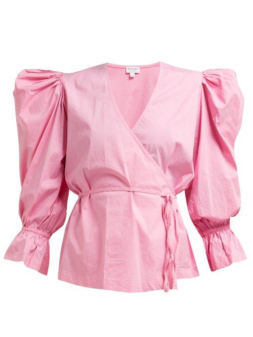 Matchesfashion.com Rhode Resort - Valentina Cotton Blend Wrap Top - Womens - Pink