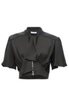 Matchesfashion.com Paco Rabanne - Crystal Embellished Satin Cropped Top - Womens - Black