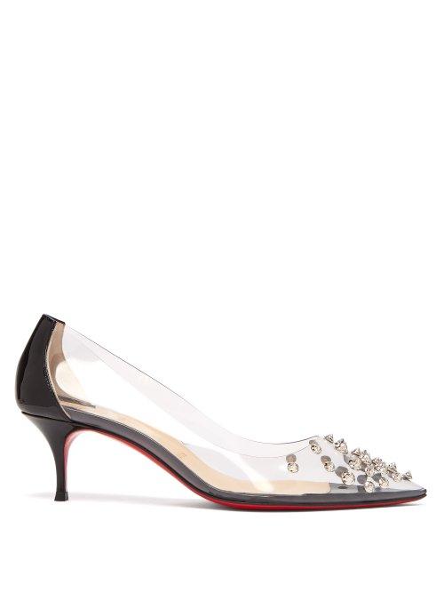 Matchesfashion.com Christian Louboutin - Collaclou 55 Spike Studded Pvc Pumps - Womens - Black Silver