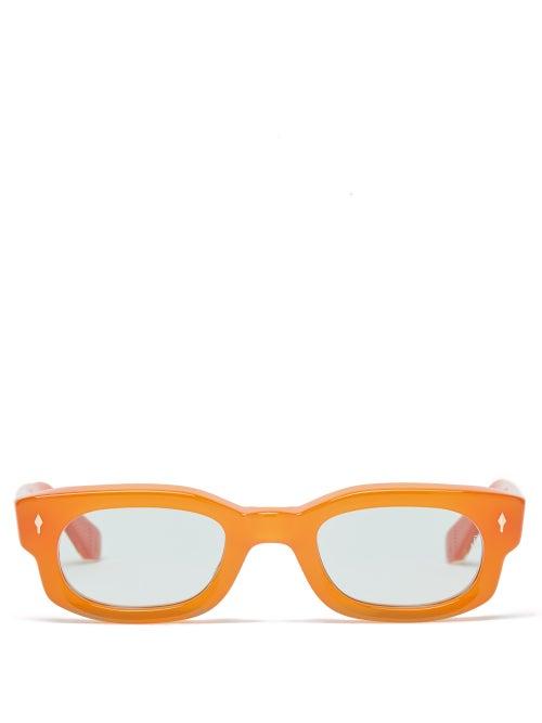 Jacques Marie Mage - Whiskeyclone Rectangular Acetate Sunglasses - Womens - Orange