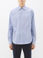 Maison Margiela - Striped Cotton-poplin Shirt - Mens - Light Blue