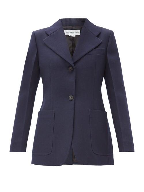 Matchesfashion.com Victoria Beckham - Single-breasted Wool-twill Jacket - Womens - Navy