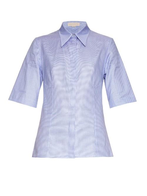 Stella Mccartney Helen Cut-out Back Hound's-tooth Cotton Shirt