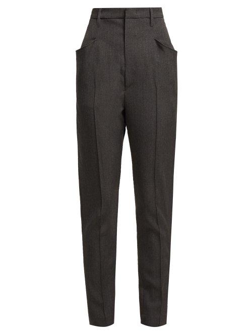 Matchesfashion.com Isabel Marant - Raynor High Rise Wool Trousers - Womens - Dark Grey