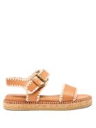 See By Chloé Blanket-stitch Embellished Leather Sandals