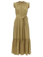 Matchesfashion.com Zimmermann - Super Eight Polka-dot Silk-satin Dress - Womens - Khaki Print