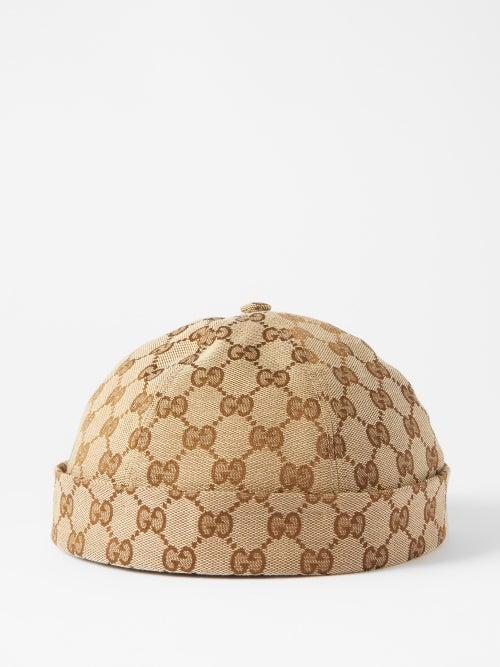 Gucci - Gg-logo Canvas Beanie Hat - Mens - Beige Brown