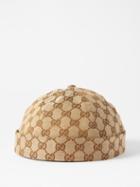 Gucci - Gg-logo Canvas Beanie Hat - Mens - Beige Brown