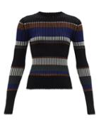 Ladies Rtw Proenza Schouler - Lam-stripe Ribbed Sweater - Womens - Black Multi