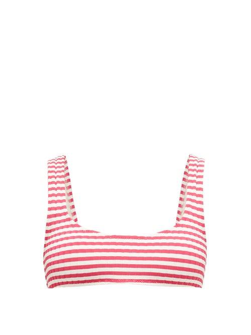 Matchesfashion.com Solid & Striped - The Elle Striped Ribbed Bikini Top - Womens - Pink Stripe