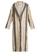 Lanvin Sequin-embellished Striped Wool-blend Coat