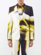 Alexander Mcqueen - Silhouette-print Cady Suit Jacket - Mens - Black Yellow
