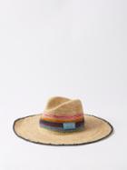 Etro - Leather-trimmed Straw Hat - Womens - Natural