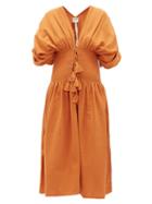 Matchesfashion.com Escvdo - Sara Ruched Cotton Dress - Womens - Tan