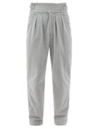 Matchesfashion.com Isabel Marant - Ogeny Buckle-waist Pleated Cotton Trousers - Mens - Grey