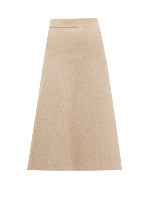 Matchesfashion.com Altuzarra - Callaway Rib-knitted Midi Skirt - Womens - Beige