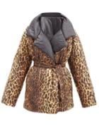 Matchesfashion.com Norma Kamali - Sleeping Bag Reversible Leopard-print Padded Coat - Womens - Black Multi