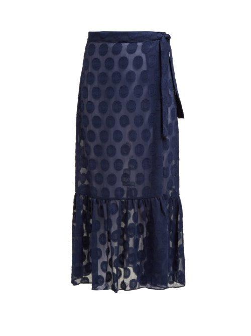 Matchesfashion.com Adriana Degreas - Marine Polka Dot Wrap Skirt - Womens - Navy