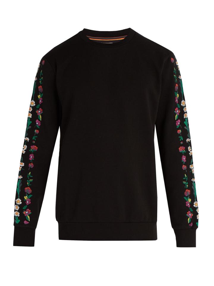 Paul Smith Floral-embroidered Cotton-jersey Sweatshirt