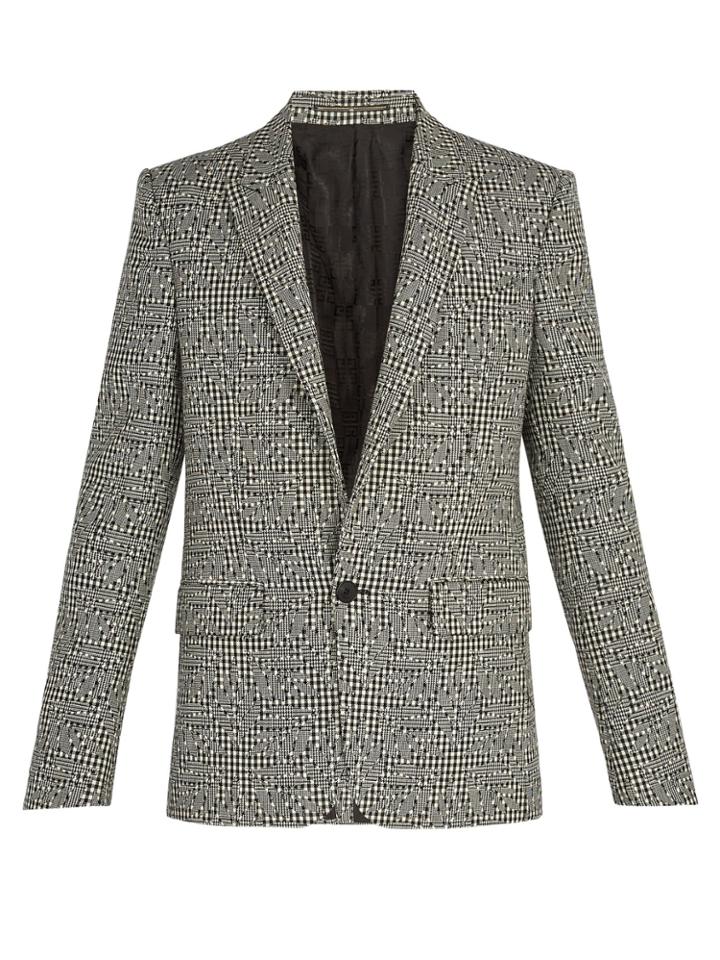 Givenchy Houndstooth Flower Wool Blazer
